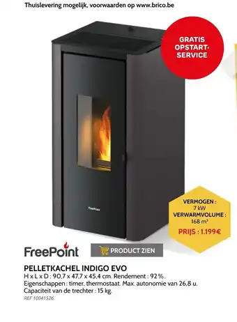 Brico Free point pelletkachel indigo evo 7kW 168m³ aanbieding