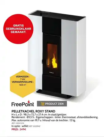 Brico Free point pelletkachel roxy stand 7kw 168m³ aanbieding