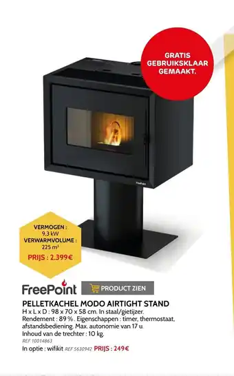 Brico Free point pelletkachel modo airtight stand aanbieding