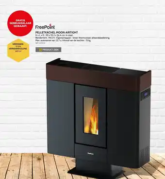 Brico Freepoint pelletkachel moon airtight 10kw 240m³ aanbieding