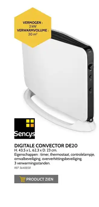Brico Sencys digitale convector DE20 aanbieding