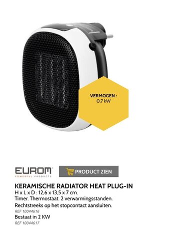 Brico Eurom keramische radiator heat plug-in aanbieding