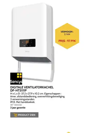 Brico Sencys digitale ventilatorkachel DF-Ht5111P 2,1kw aanbieding