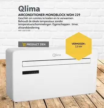 Brico Qlima airconditioner monoblock WDH 229 2,5kw aanbieding