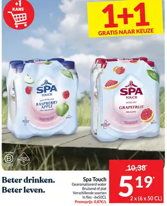 Intermarché Spa Touch Gearomatiseerd Water Bruisend of Plat 2 x (6 x 50cl) aanbieding