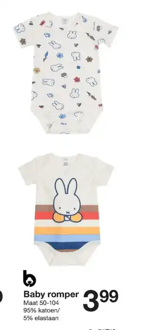 Zeeman Baby romper maat 50-104 95% katoen/ 5% elstaan aanbieding