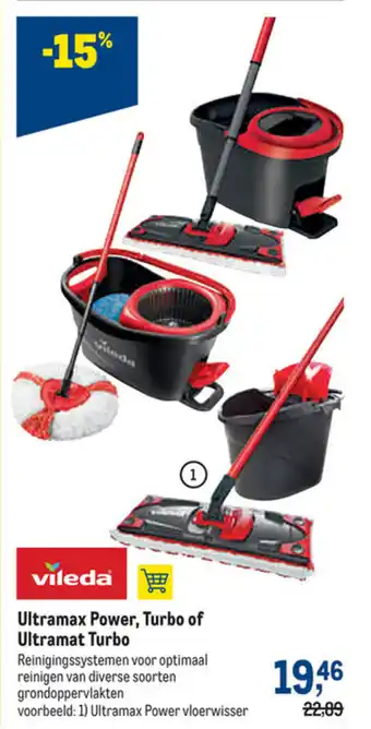 Makro Vileda ultramax power, turbo of ultramat turbo aanbieding