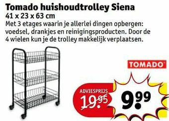 Kruidvat Tomado huishoudtrolley siena aanbieding