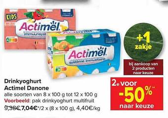 Carrefour Drinkyoghurt actimel danone aanbieding