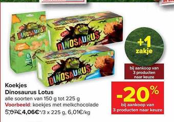 Carrefour Koekjes dinosaurus lotus aanbieding