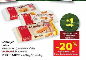 Carrefour Gebakjes lotus aanbieding