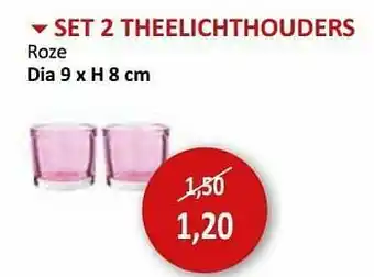 Weba Set 2 theelichthouders roze aanbieding