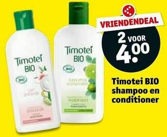 Kruidvat Timotei bio shampoo en conditioner aanbieding