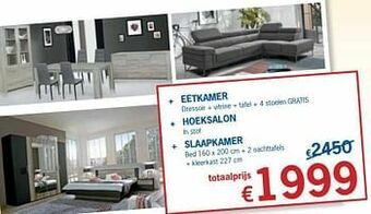 De Prijzenklopper Eetkamer + hoeksalon + slaapkamer aanbieding