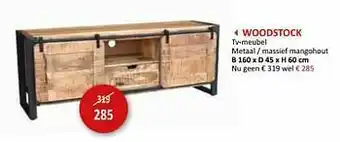 Weba Woodstock tv-meubel metaal / massief mangohout aanbieding