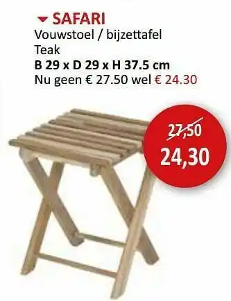 Weba Safari vouwstoel - bijzettafel aanbieding
