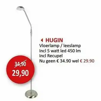 Weba Hugin vloerlamp - leeslamp aanbieding