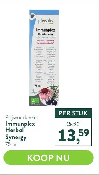 Holland & Barrett Physalis Immuplex Herbal Synergy 75ml aanbieding