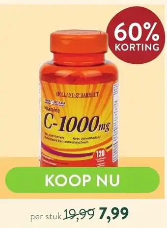 Holland & Barrett Holland & Barrett Vitamine C-1000mg 120 Tabletten aanbieding