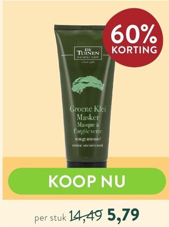 Holland & Barrett De Tuinen Groene Klei Masker aanbieding