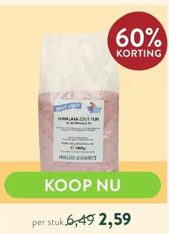 Holland & Barrett Good Stuff Himalaya Zout Fijn aanbieding