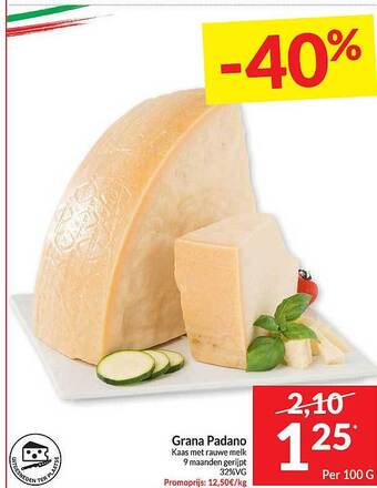 Intermarché Grana padano kaas met rauwe melk aanbieding