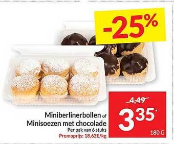 Intermarché Miniberlinerbollen of minisoezen met chocolade aanbieding