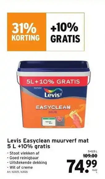 GAMMA Levis easyclean muurverf mat aanbieding