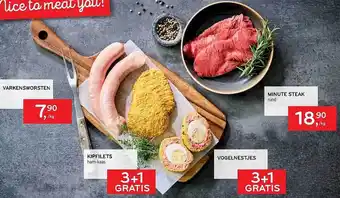 Alvo Varkensworsten, kipfilets, vogelnestjes, minute steak aanbieding