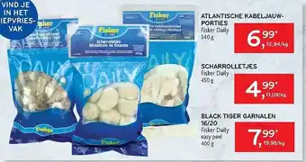 Alvo Atlantische kabeljauwporties, scharrolletjes, black tiger garnalen fisker daily aanbieding