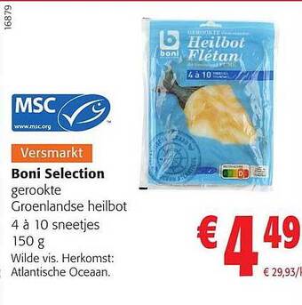 Colruyt Boni selection gerookte groenlandse heilbot aanbieding