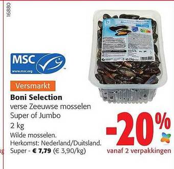 Colruyt Boni selection verse zeeuwse mosselen super of jumbo aanbieding