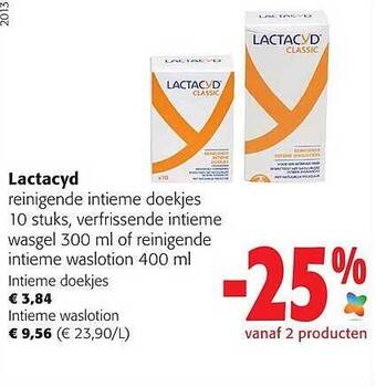 Colruyt Lactacyd reinigende intieme doekjes aanbieding