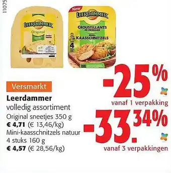 Colruyt Leerdammer original sneetjes, minikaasschnitzels natuur aanbieding