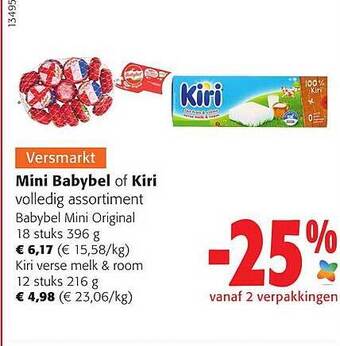 Colruyt Mini babybel of kiri aanbieding