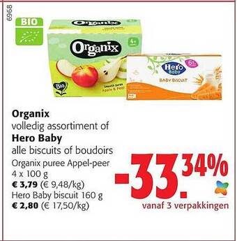 Colruyt Organix of hero baby biscuits of boudoirs aanbieding