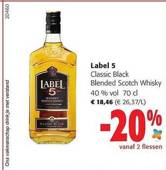Colruyt Label 5 classic black blended scotch whisky aanbieding