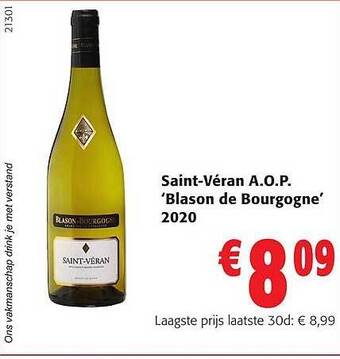 Colruyt Saintvéran aop blason de bourgogne 2020 aanbieding