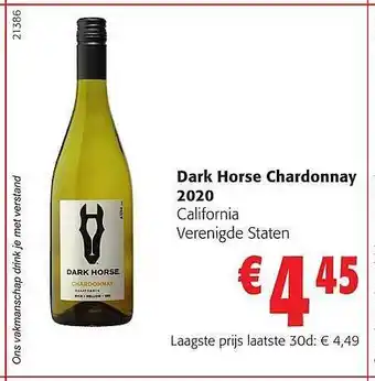 Colruyt Dark horse chardonnay 2020 aanbieding