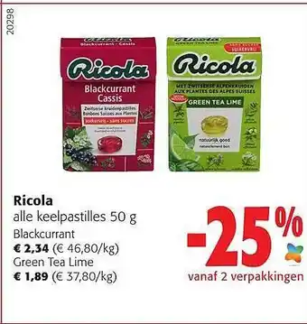 Colruyt Ricola keelpastilles aanbieding