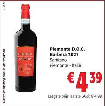 Piemonte doc barbera 2021 sartirano