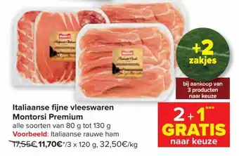 Carrefour Italiaanse fijne vleeswaren montorsi premium 80g aanbieding