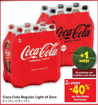 Carrefour Coca-cola regular, light of zero aanbieding