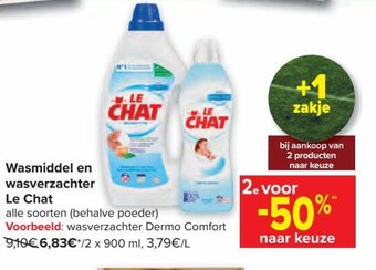 Carrefour Wasmiddel en wasverzachter le chat aanbieding