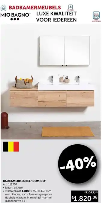 Zelfbouwmarkt Badkamermeubel "Domino" 1,800 x 350 x 435 MM art. 112707 aanbieding