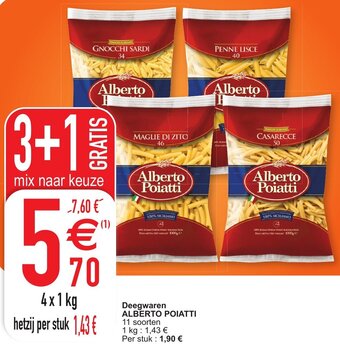 Cora Deegwaren Alberto Poiatti 3+1 Gratis aanbieding