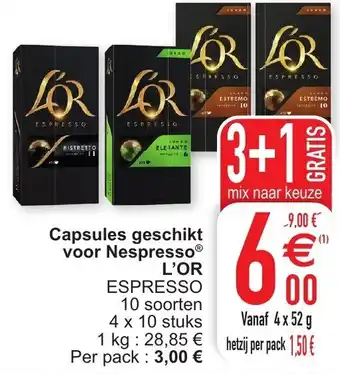 Cora L'Or Capsules geschikt voor Nespresso aanbieding