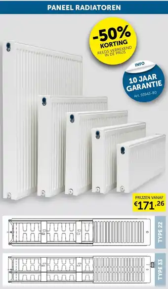 Zelfbouwmarkt Paneel radiatoren art. 93943-80 aanbieding