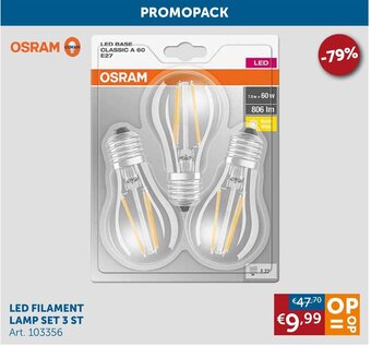Zelfbouwmarkt Osram led filament lamp set 3 st art. 103356 aanbieding