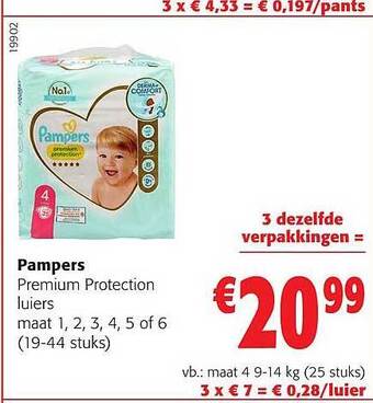 Colruyt Pampers premium protection luiers aanbieding